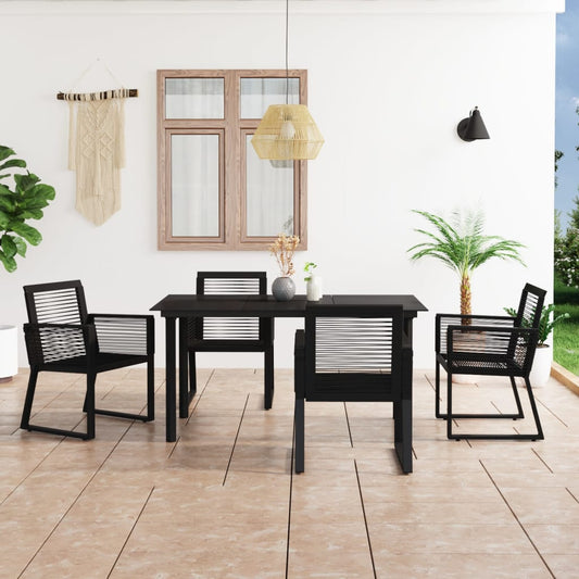 Berkfield 5 Piece Outdoor Dining Set PVC Rattan Black
