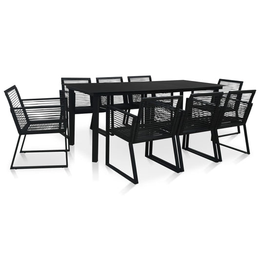 Berkfield 9 Piece Outdoor Dining Set PVC Rattan Black