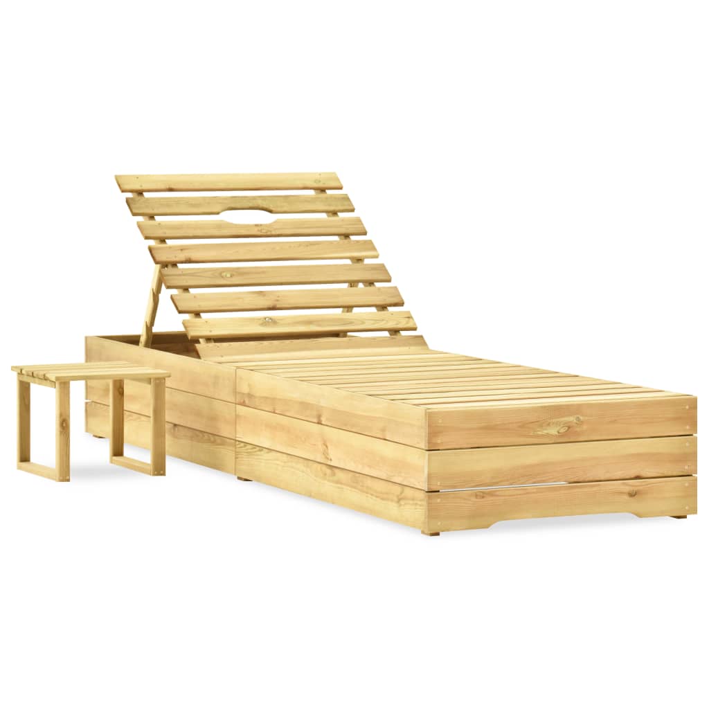 Berkfield Sun Lounger with Table Green Impregnated Pinewood