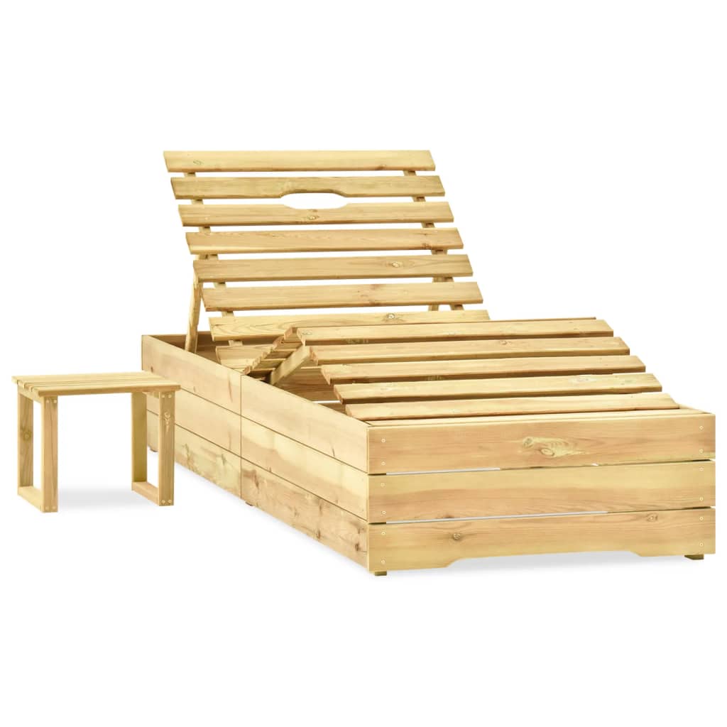 Berkfield Sun Lounger with Table Green Impregnated Pinewood