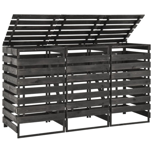 Berkfield Triple Wheelie Bin Shed 210x75x121 cm Painted Solid Pinewood
