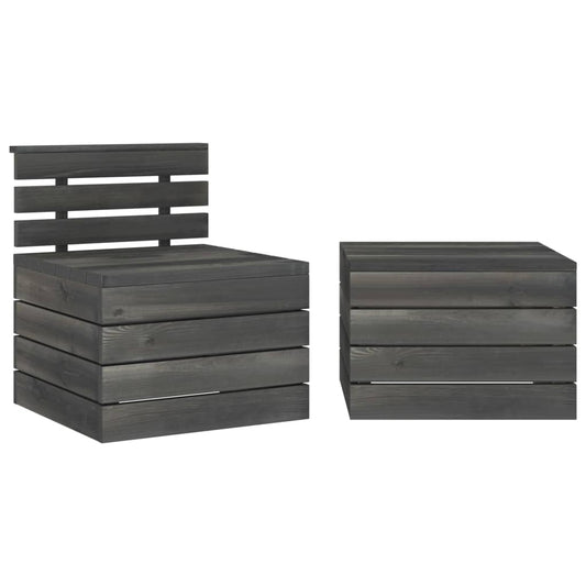 Berkfield 2 Piece Garden Pallet Lounge Set Solid Pinewood Dark Grey