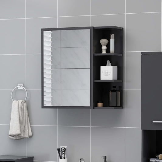 Berkfield Bathroom Mirror Cabinet Grey 62.5x20.5x64 cm Engineered Wood