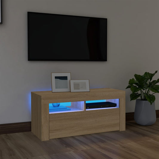 Berkfield TV Cabinet with LED Lights Sonoma Oak 90x35x40 cm