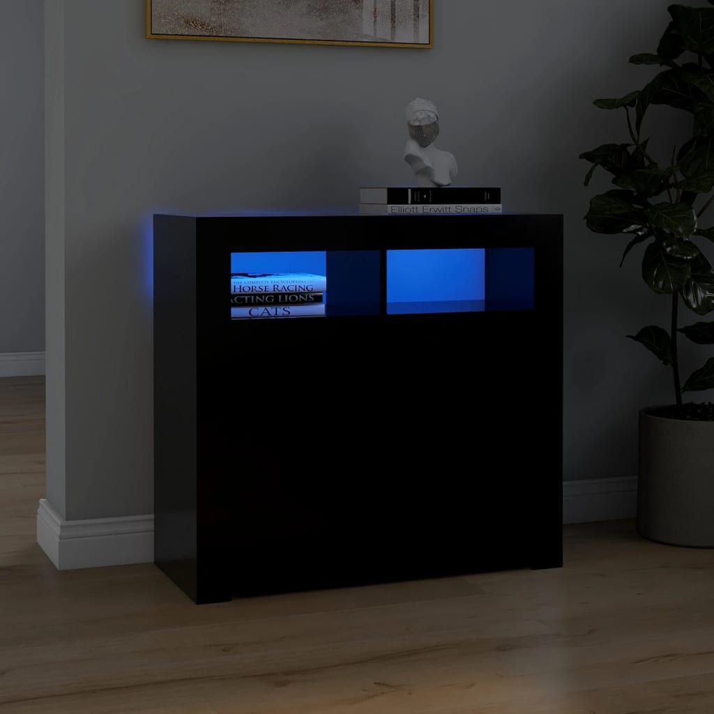 Berkfield Sideboard with LED Lights Black 80x35x75 cm