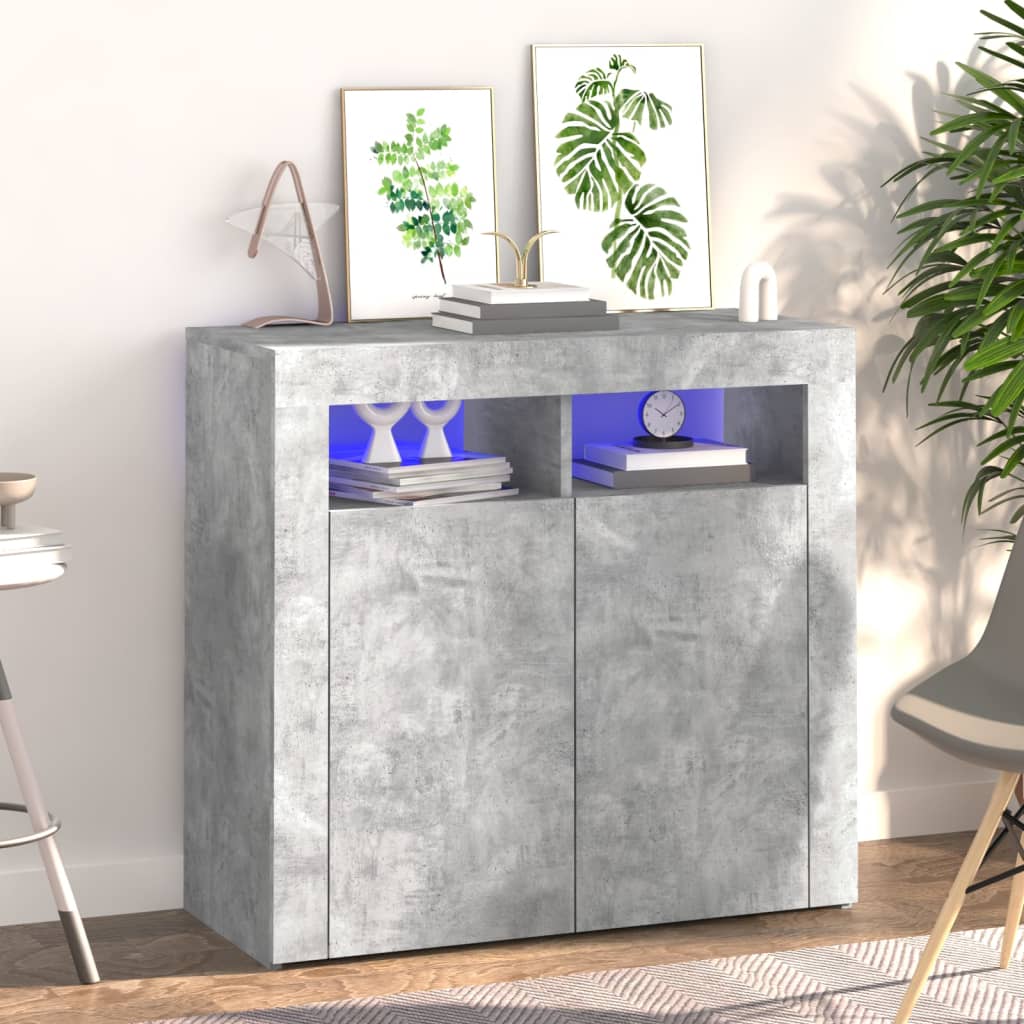 Berkfield Sideboard with LED Lights Concrete Grey 80x35x75 cm