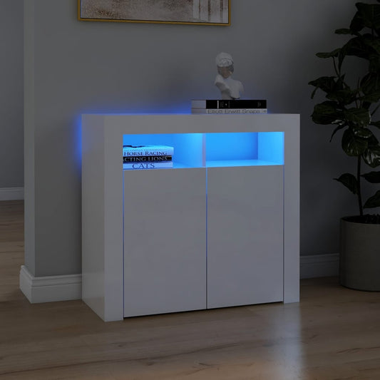 Berkfield Sideboard with LED Lights High Gloss White 80x35x75 cm