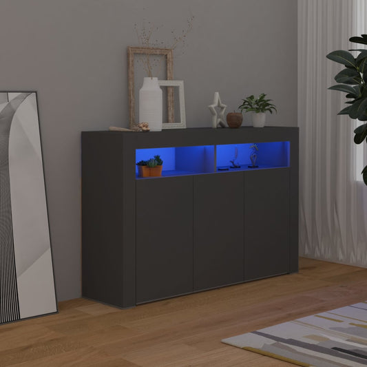 Berkfield Sideboard with LED Lights Grey 115.5x30x75 cm