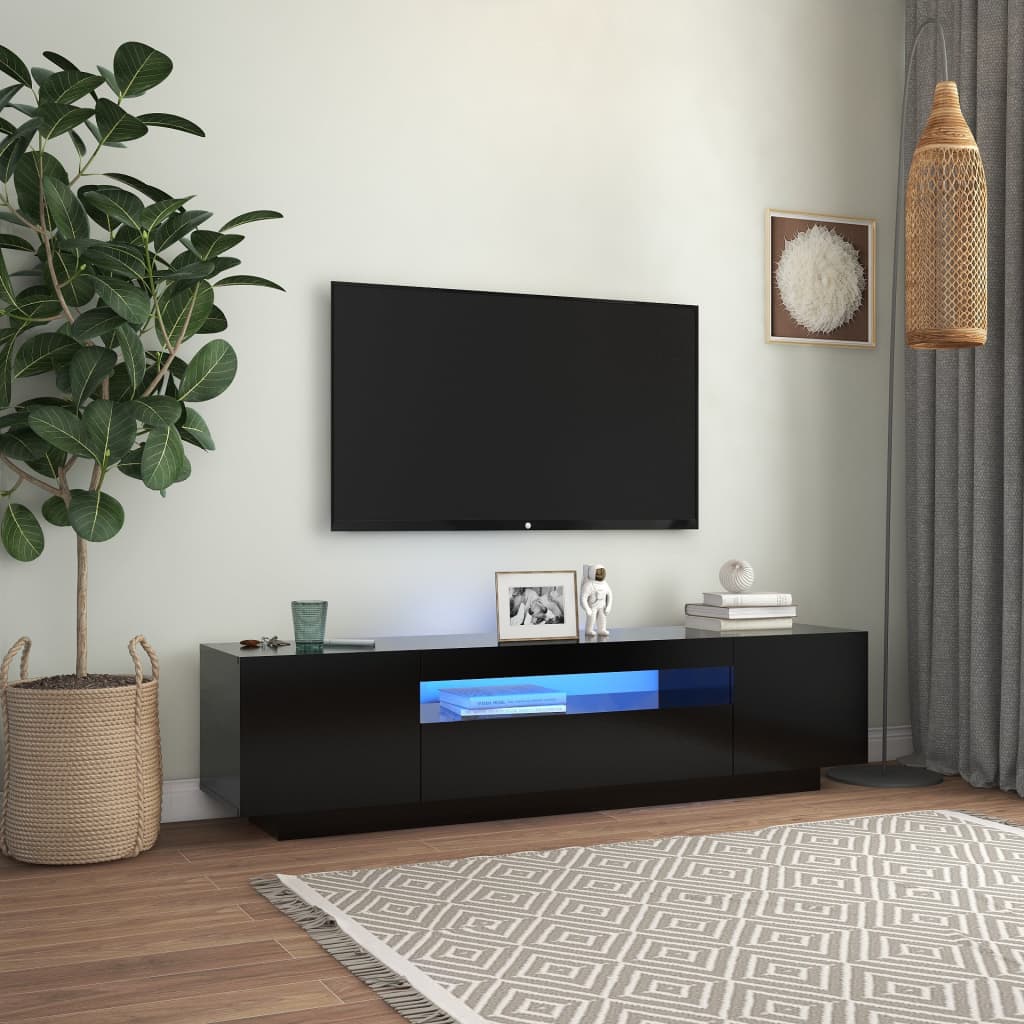 Berkfield TV Cabinet with LED Lights Black 160x35x40 cm