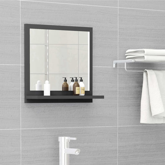 Berkfield Bathroom Mirror Grey 40x10.5x37 cm Engineered Wood