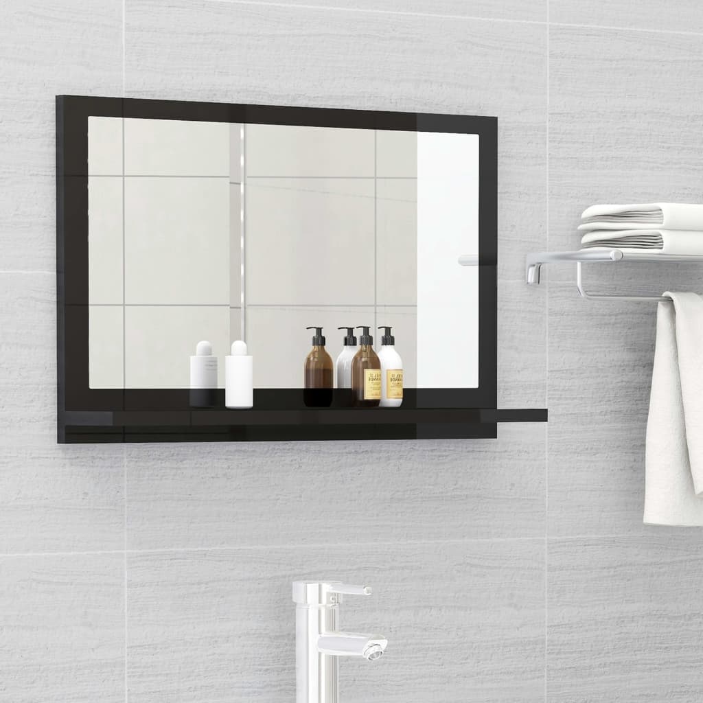 Berkfield Bathroom Mirror High Gloss Black 60x10.5x37 cm Engineered Wood