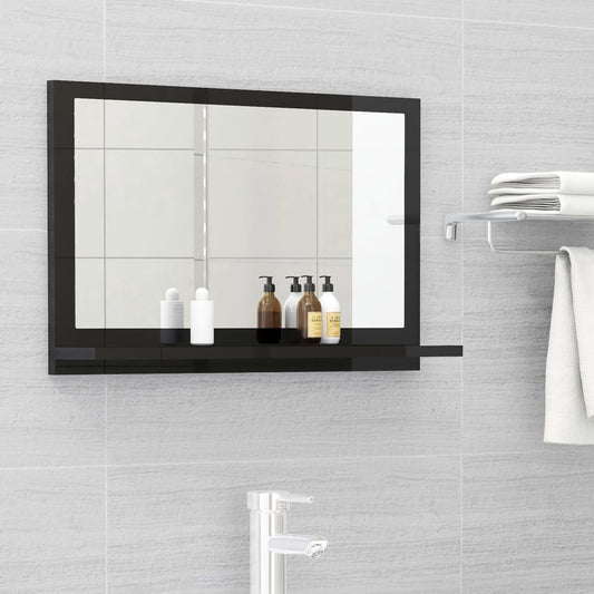 Berkfield Bathroom Mirror High Gloss Black 60x10.5x37 cm Engineered Wood