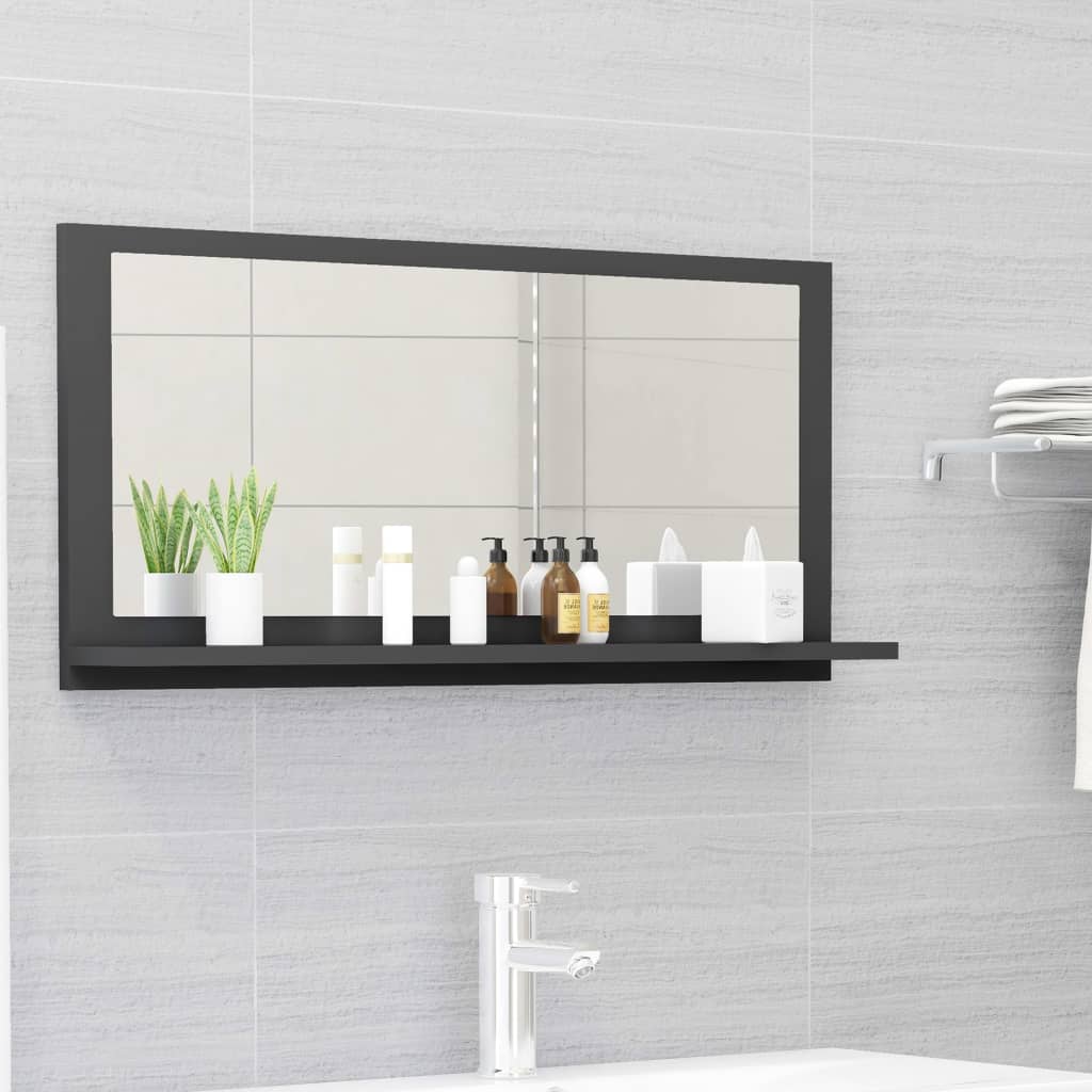 Berkfield Bathroom Mirror Grey 80x10.5x37 cm Engineered Wood