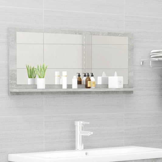 Berkfield Bathroom Mirror Concrete Grey 90x10.5x37 cm Engineered Wood