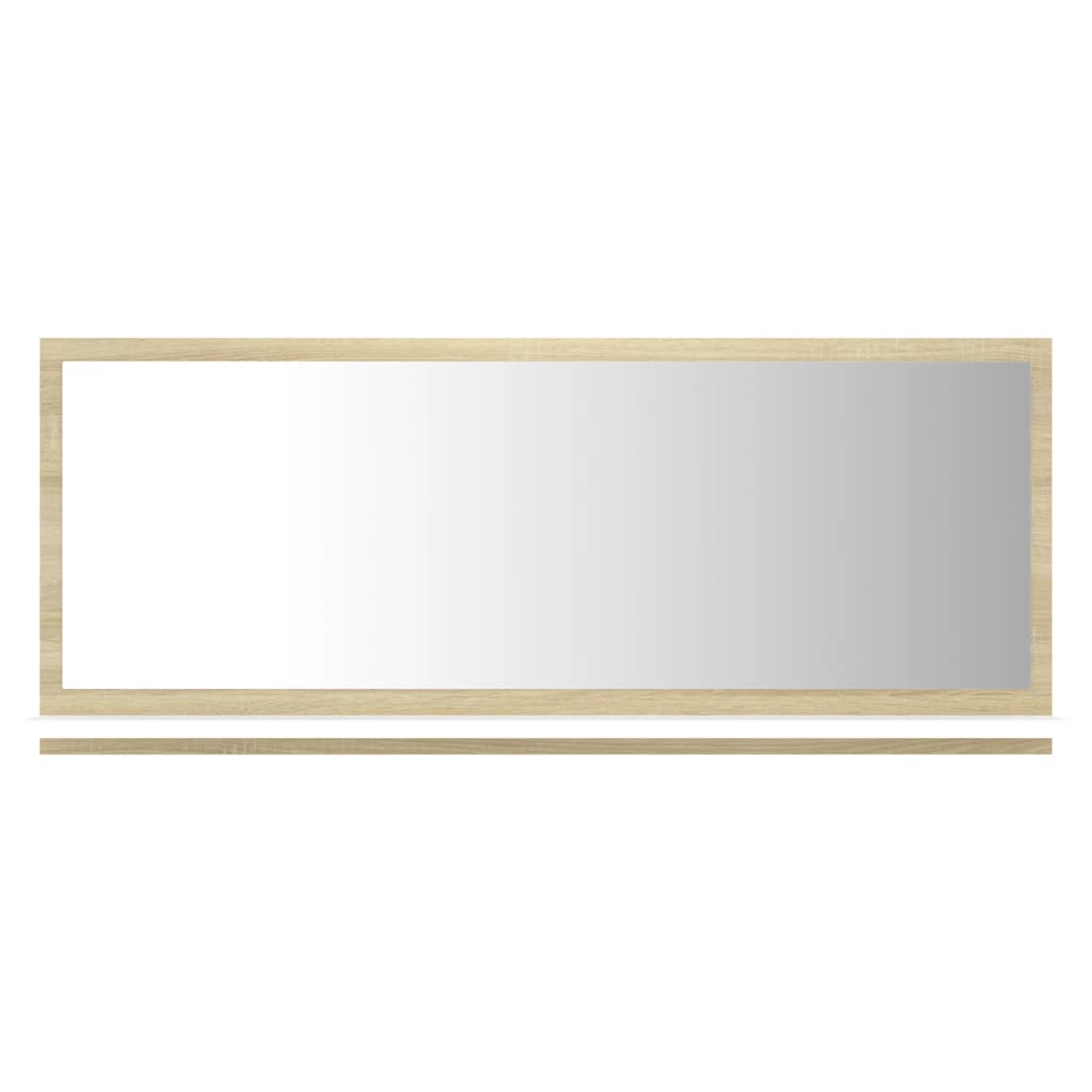 Berkfield Bathroom Mirror White and Sonoma Oak 90x10.5x37 cm Engineered Wood