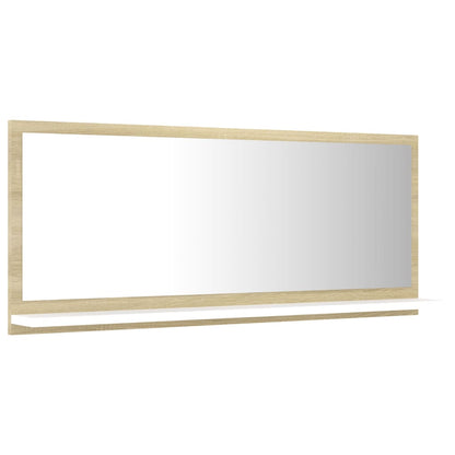 Berkfield Bathroom Mirror White and Sonoma Oak 90x10.5x37 cm Engineered Wood