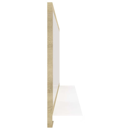 Berkfield Bathroom Mirror White and Sonoma Oak 90x10.5x37 cm Engineered Wood
