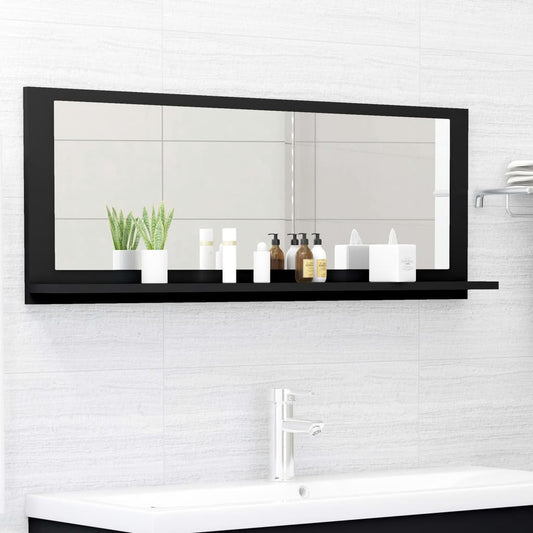 Berkfield Bathroom Mirror Black 100x10.5x37 cm Engineered Wood