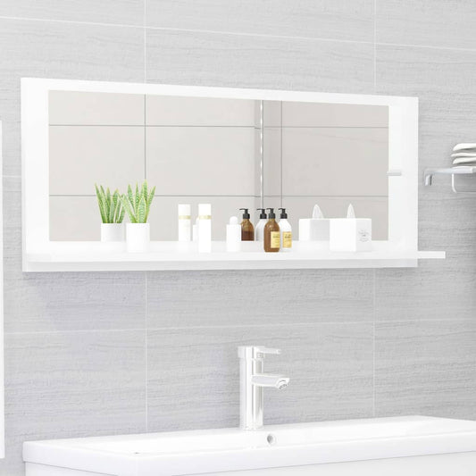 Berkfield Bathroom Mirror High Gloss White 100x10.5x37 cm Engineered Wood