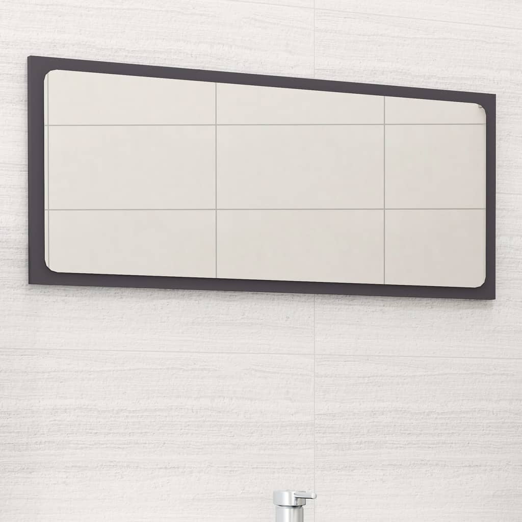 Berkfield Bathroom Mirror Grey 80x1.5x37 cm Engineered Wood