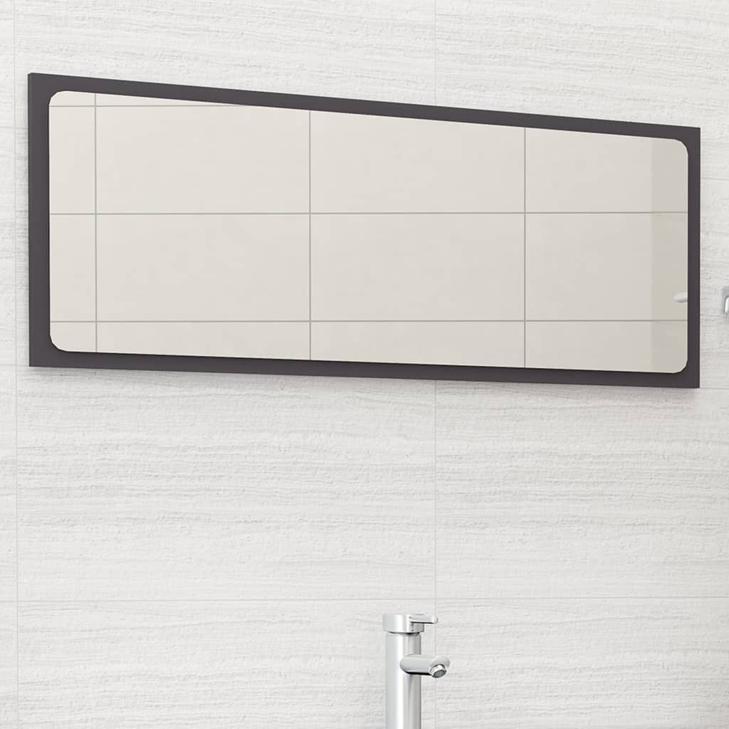 Berkfield Bathroom Mirror Grey 100x1.5x37 cm Engineered Wood