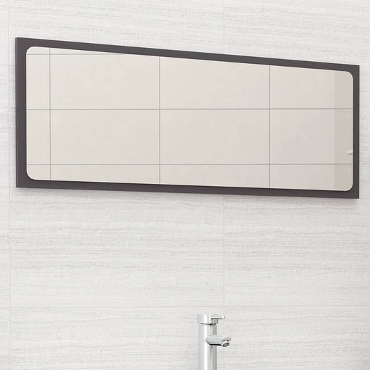 Berkfield Bathroom Mirror High Gloss Grey 100x1.5x37 cm Engineered Wood