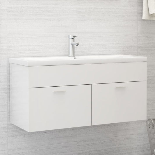 Berkfield Sink Cabinet High Gloss White 100x38.5x46 cm Engineered Wood