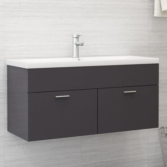 Berkfield Sink Cabinet High Gloss Grey 100x38.5x46 cm Engineered Wood
