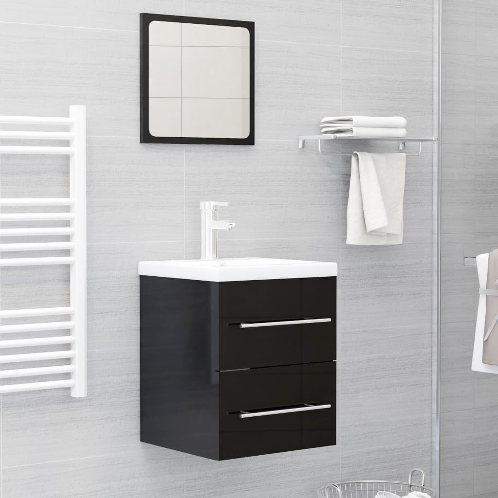 Berkfield Sink Cabinet High Gloss Black 41x38.5x48 cm Engineered Wood