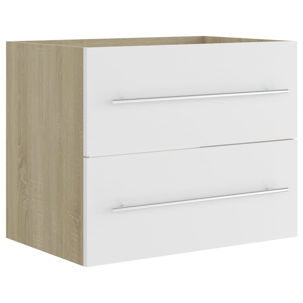 Berkfield Sink Cabinet White and Sonoma Oak 60x38.5x48 cm Engineered Wood