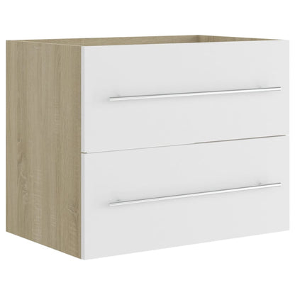 Berkfield Sink Cabinet White and Sonoma Oak 60x38.5x48 cm Engineered Wood