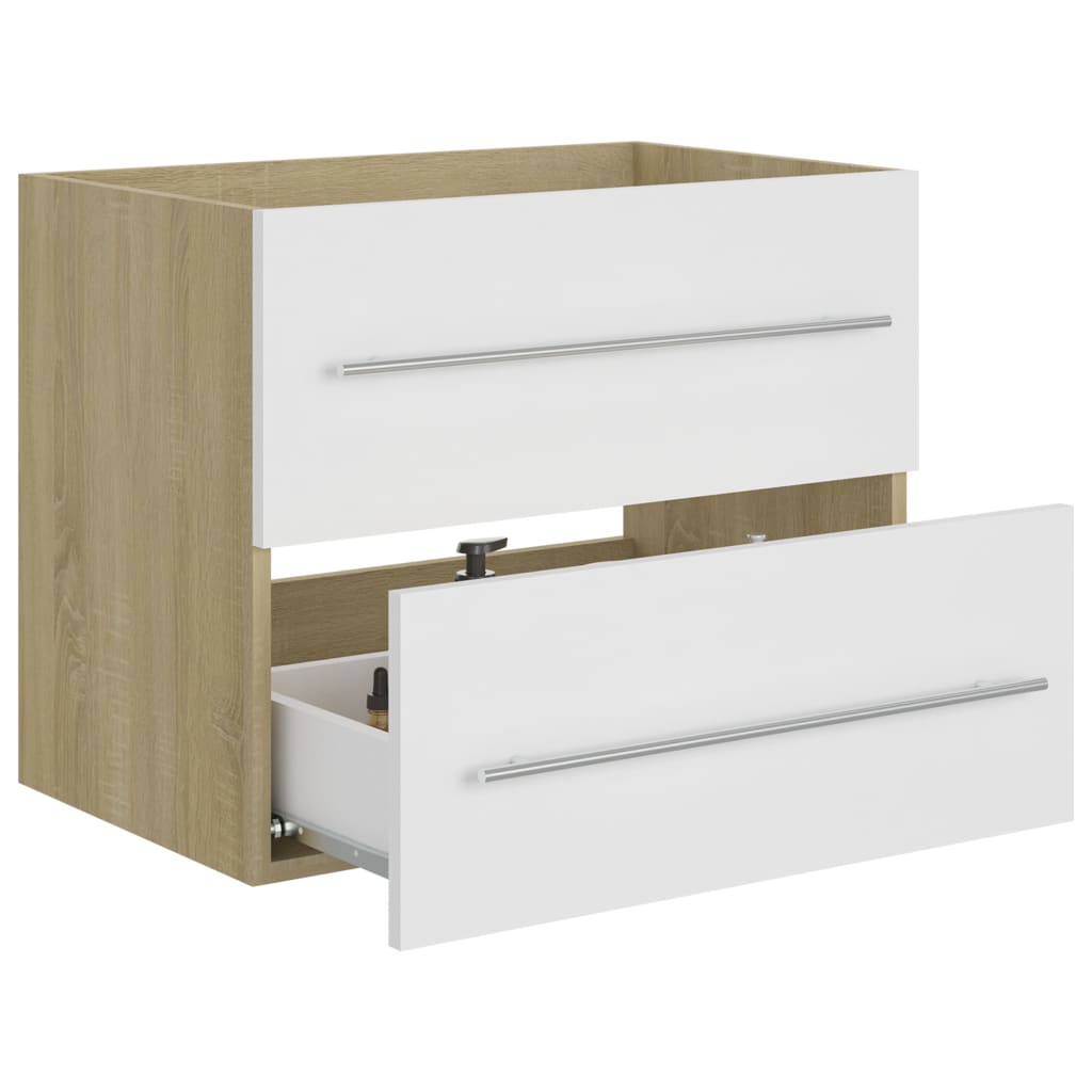 Berkfield Sink Cabinet White and Sonoma Oak 60x38.5x48 cm Engineered Wood