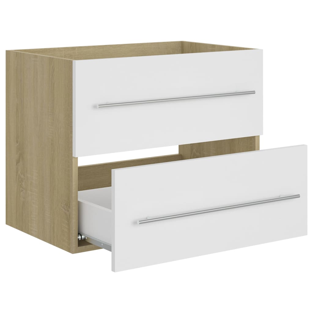 Berkfield Sink Cabinet White and Sonoma Oak 60x38.5x48 cm Engineered Wood