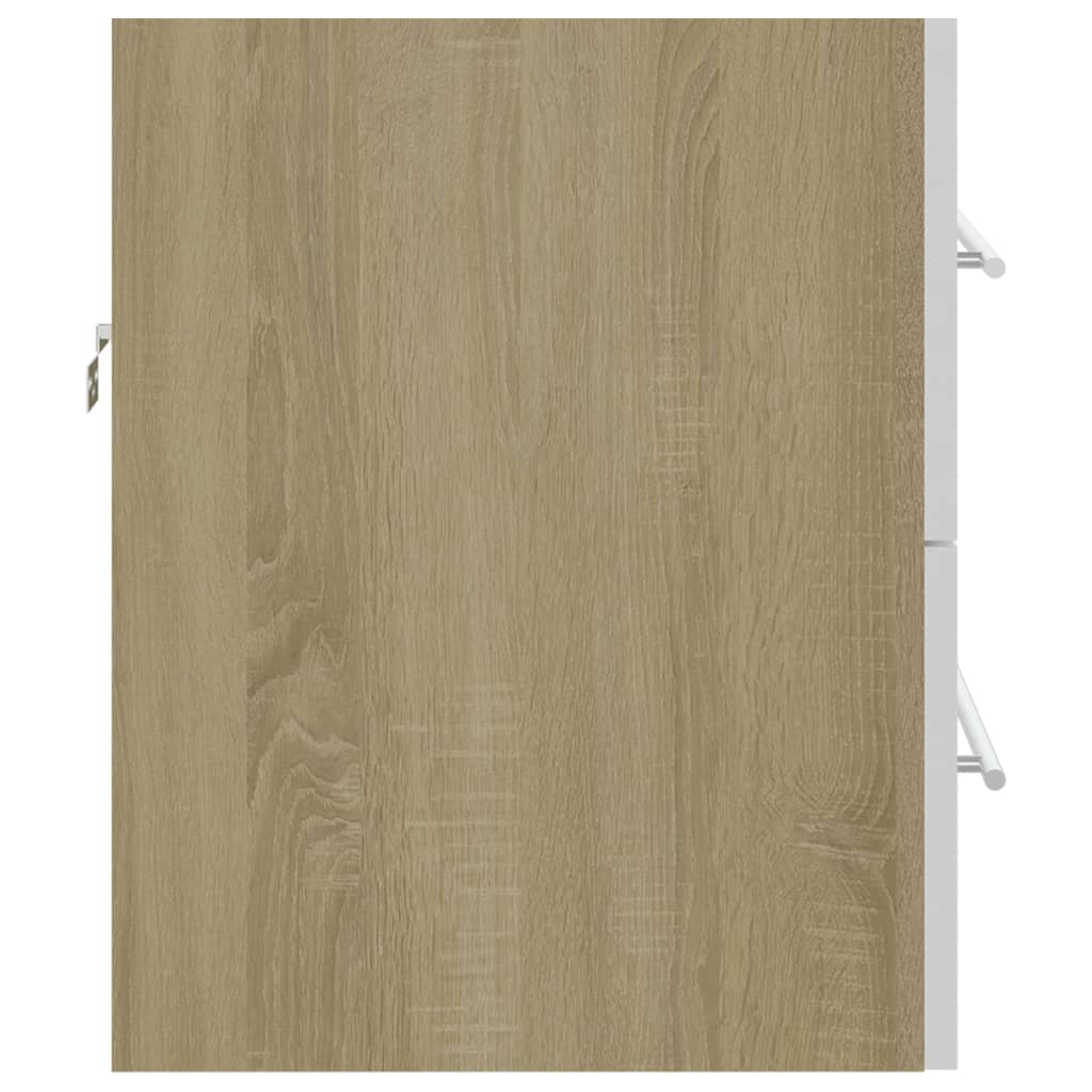 Berkfield Sink Cabinet White and Sonoma Oak 60x38.5x48 cm Engineered Wood
