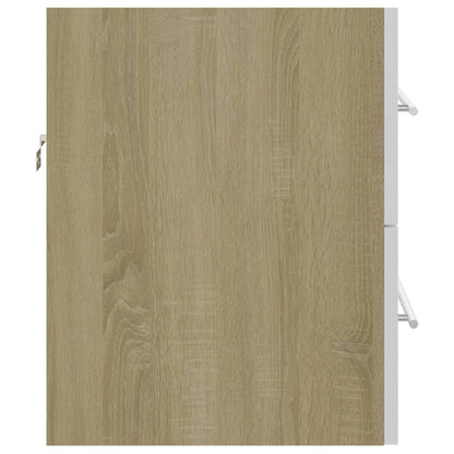 Berkfield Sink Cabinet White and Sonoma Oak 60x38.5x48 cm Engineered Wood