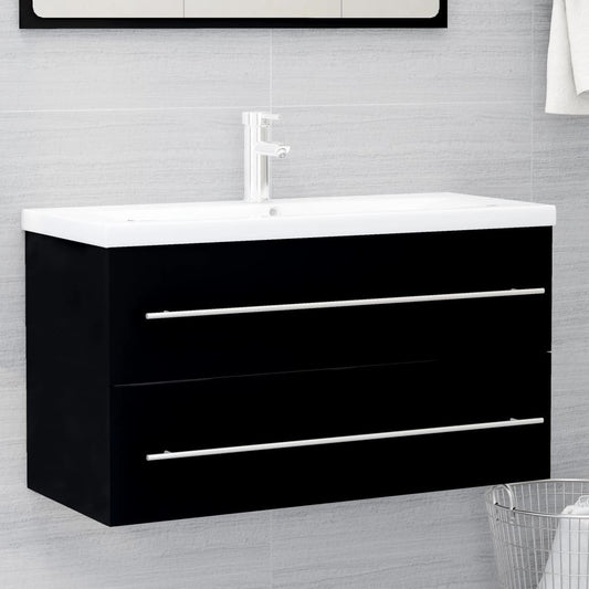 Berkfield Sink Cabinet Black 90x38.5x48 cm Engineered Wood