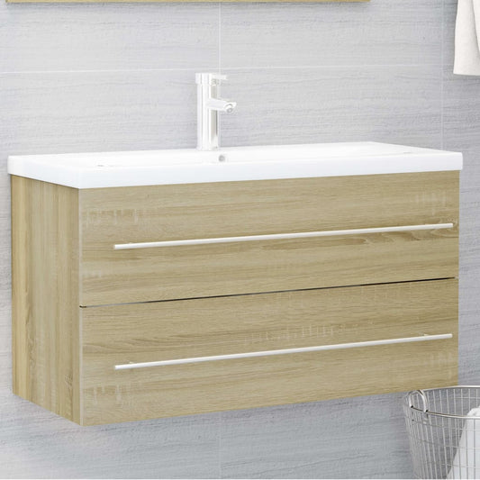 Berkfield Sink Cabinet Sonoma Oak 90x38.5x48 cm Engineered Wood