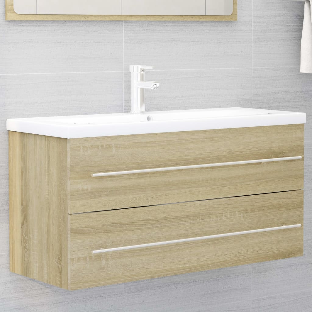 Berkfield Sink Cabinet Sonoma Oak 100x38.5x48 cm Engineered Wood