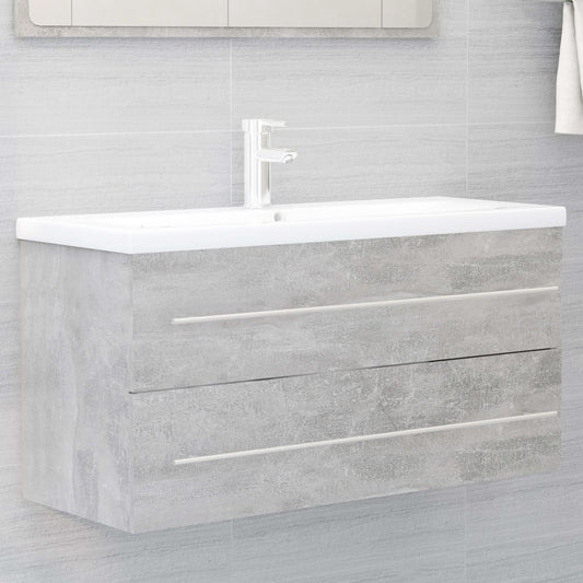 Berkfield Sink Cabinet Concrete Grey 100x38.5x48 cm Engineered Wood