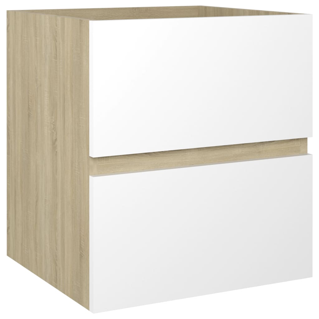Berkfield Sink Cabinet White and Sonoma Oak 41x38.5x45 cm Engineered Wood