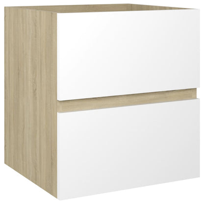 Berkfield Sink Cabinet White and Sonoma Oak 41x38.5x45 cm Engineered Wood