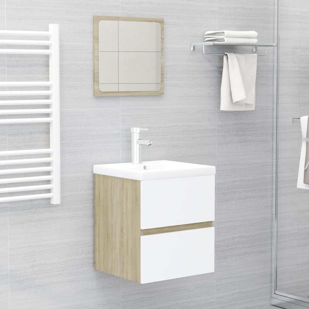 Berkfield Sink Cabinet White and Sonoma Oak 41x38.5x45 cm Engineered Wood