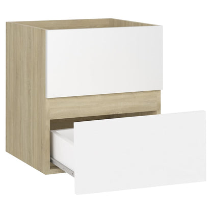 Berkfield Sink Cabinet White and Sonoma Oak 41x38.5x45 cm Engineered Wood
