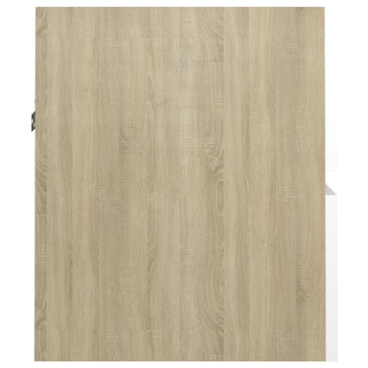 Berkfield Sink Cabinet White and Sonoma Oak 41x38.5x45 cm Engineered Wood