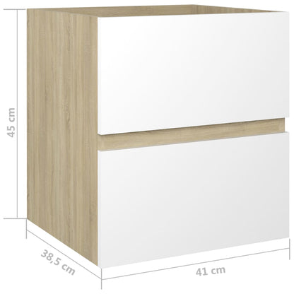 Berkfield Sink Cabinet White and Sonoma Oak 41x38.5x45 cm Engineered Wood