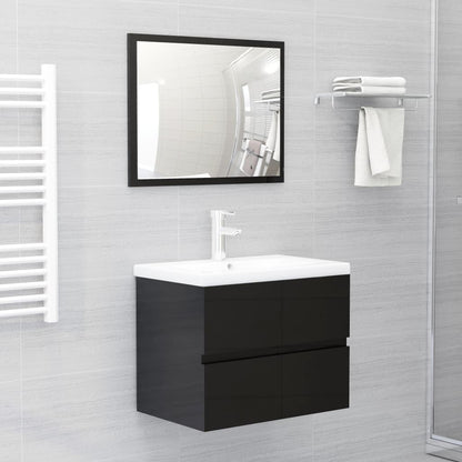 Berkfield Sink Cabinet High Gloss Black 60x38.5x45 cm Engineered Wood