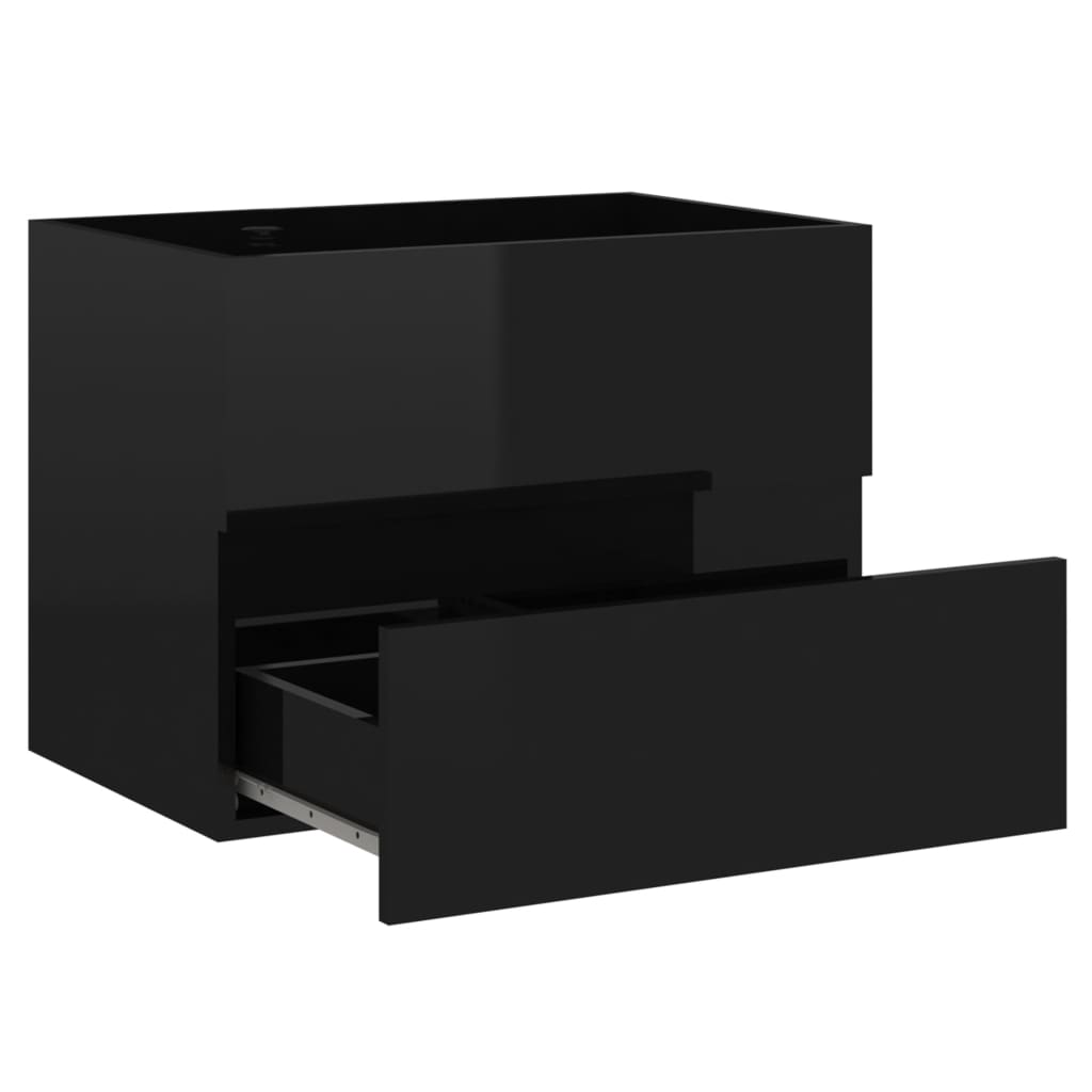 Berkfield Sink Cabinet High Gloss Black 60x38.5x45 cm Engineered Wood