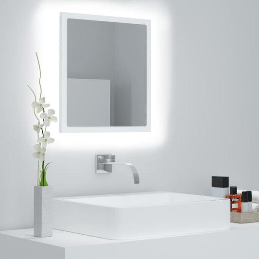 Berkfield LED Bathroom Mirror White 40x8.5x37 cm Acrylic