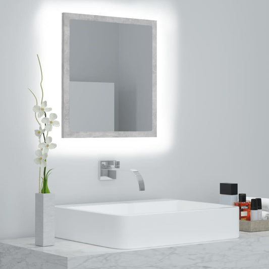 Berkfield LED Bathroom Mirror Concrete Grey 40x8.5x37 cm Acrylic
