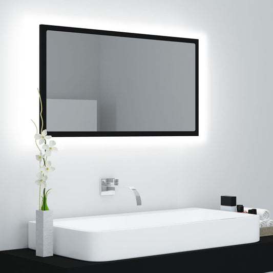 Berkfield LED Bathroom Mirror Black 80x8.5x37 cm Acrylic